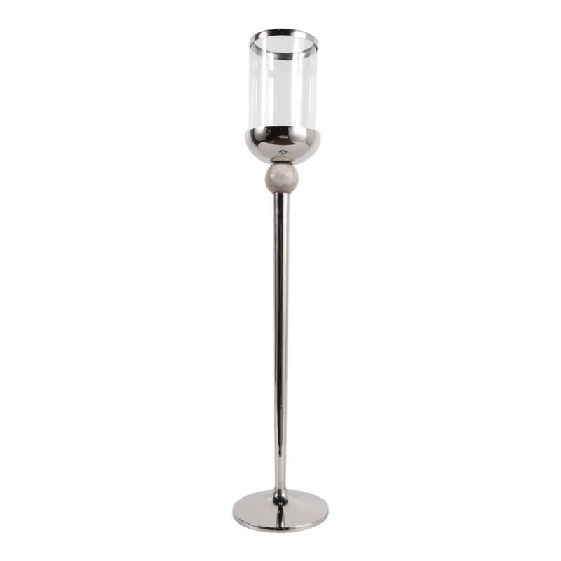 Metal Marble Floor Candle Holder Elegant Sculptural Hurricane