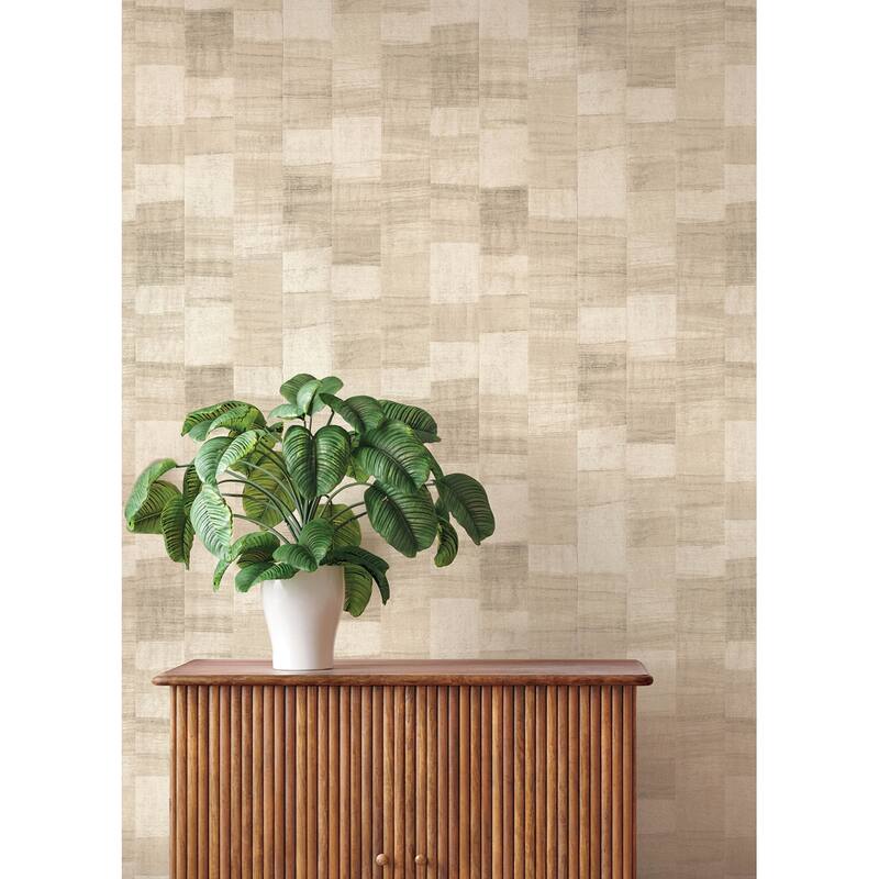A-Street Prints Ivo Beige Block Stripe Wallpaper
