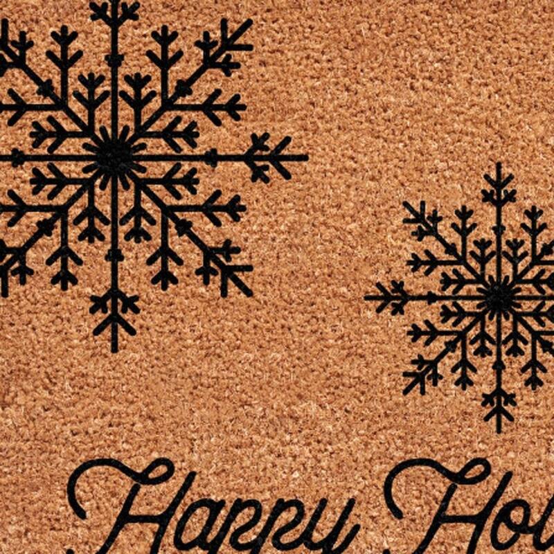 HomeRoots 17" X 29" Brown And Black Christmas Merry Christmas Outdoor Coir Door Mat - 17.00' X '29.00