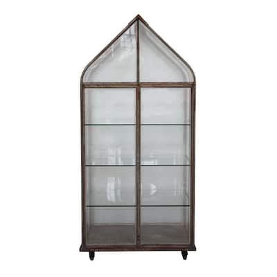 Distressed Metal and Acrylic Terrarium on Wheels