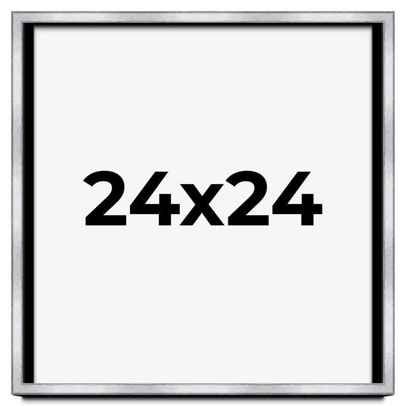 24x24 Shadow Box Frame Silver | 1.375 Inches Deep Real Wood
