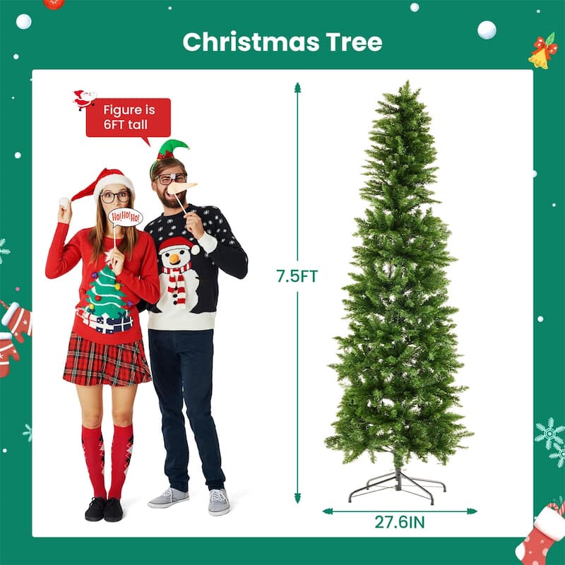 4.5/6/7.5/9 FT Pre-Lit Frosted Pine Artificial Christmas Tree with LED Lights - N/A
