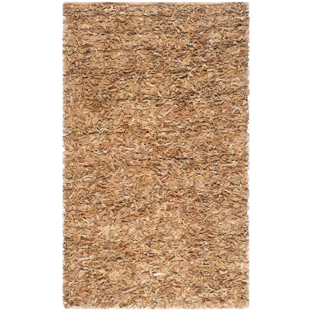 SAFAVIEH Handmade Leather Shag Carlijn Modern Decorative Rug - 5' x 8' - Light Gold