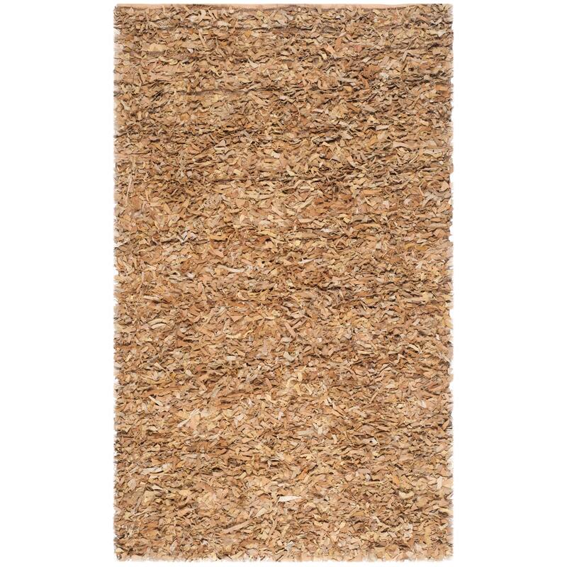 SAFAVIEH Handmade Leather Shag Carlijn Modern Decorative Rug - 5' x 8' - Light Gold