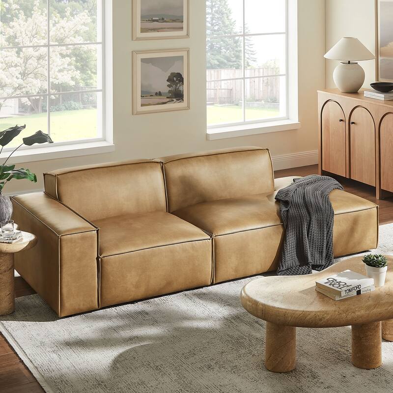 Restore 2-Piece Vegan Leather Modular Loveseat - Toast