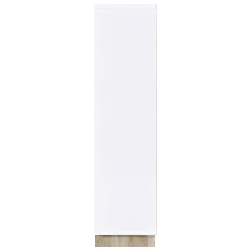 Aton Bookcase, Multiple Shelves and Compartments, Distressed White