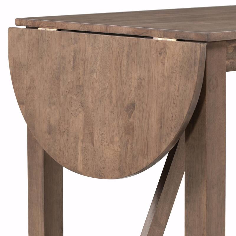 CompactWood Dining Set: Counter-Height Table with Drop Leaf & 2 Upholstered Chairs for Small Spaces