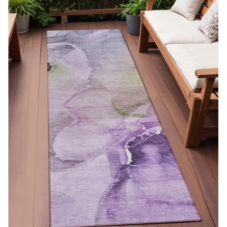 Alsive Modern Art-Inspired Weather Resistant Timeless Fusion Runner Outdoor Rug - 2' X 8'