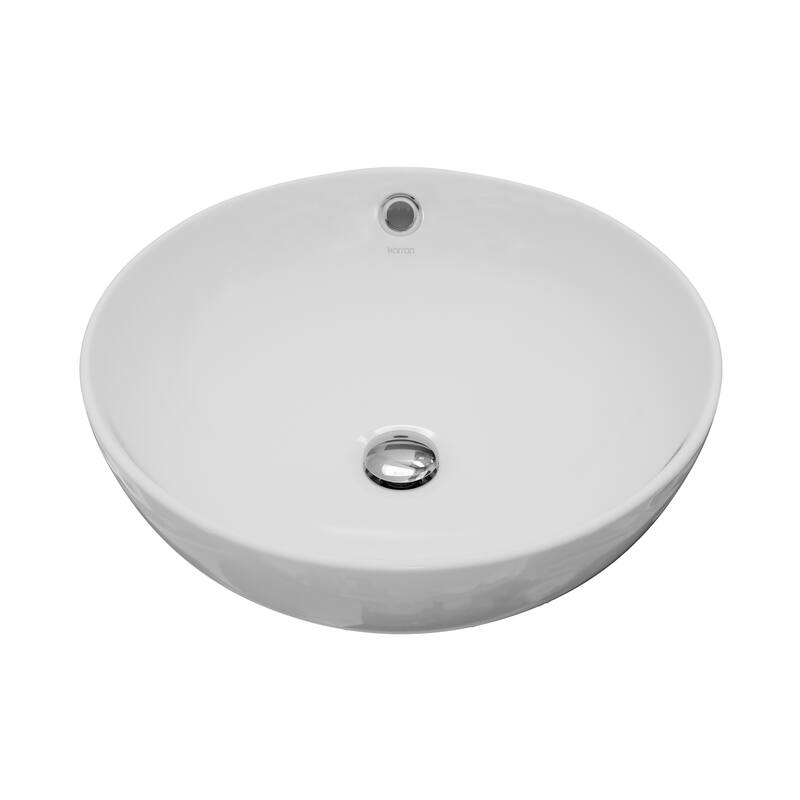 Karran Valera 17" Vitreous China Vessel Bathroom Sink in White with Overflow Drain - White