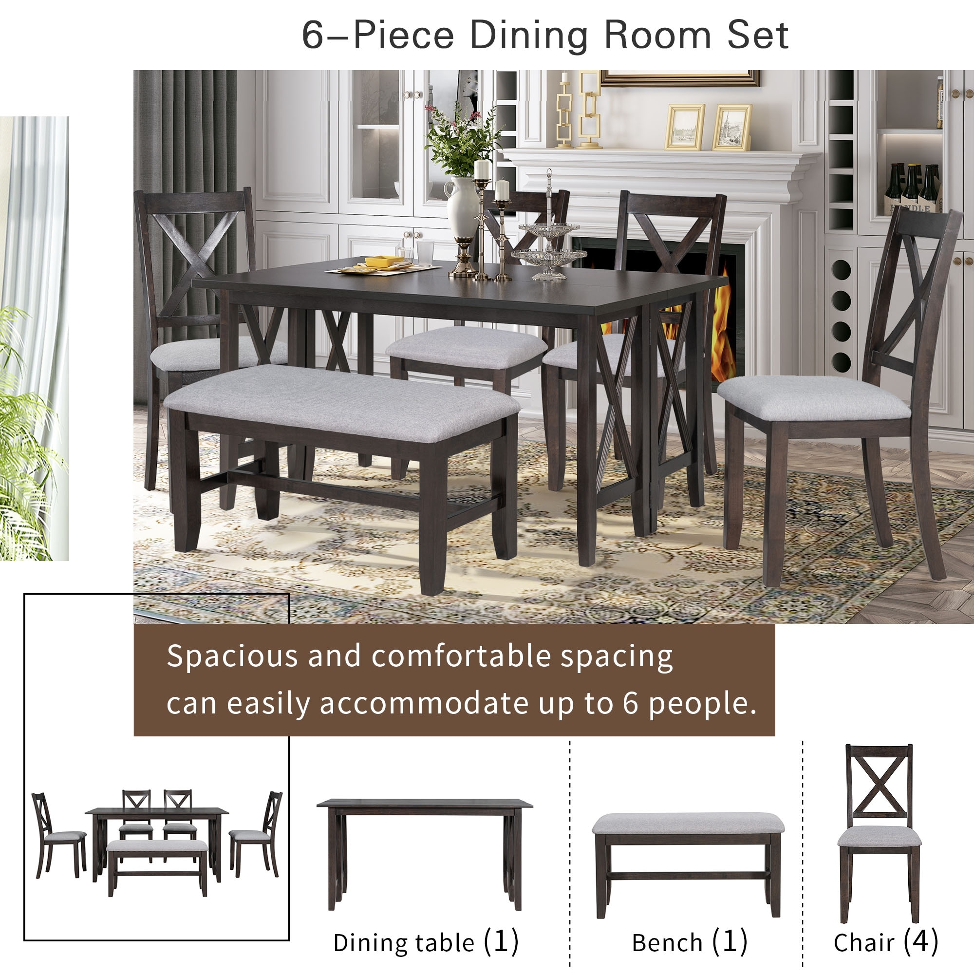 Dining table for hotsell 6 with leaf
