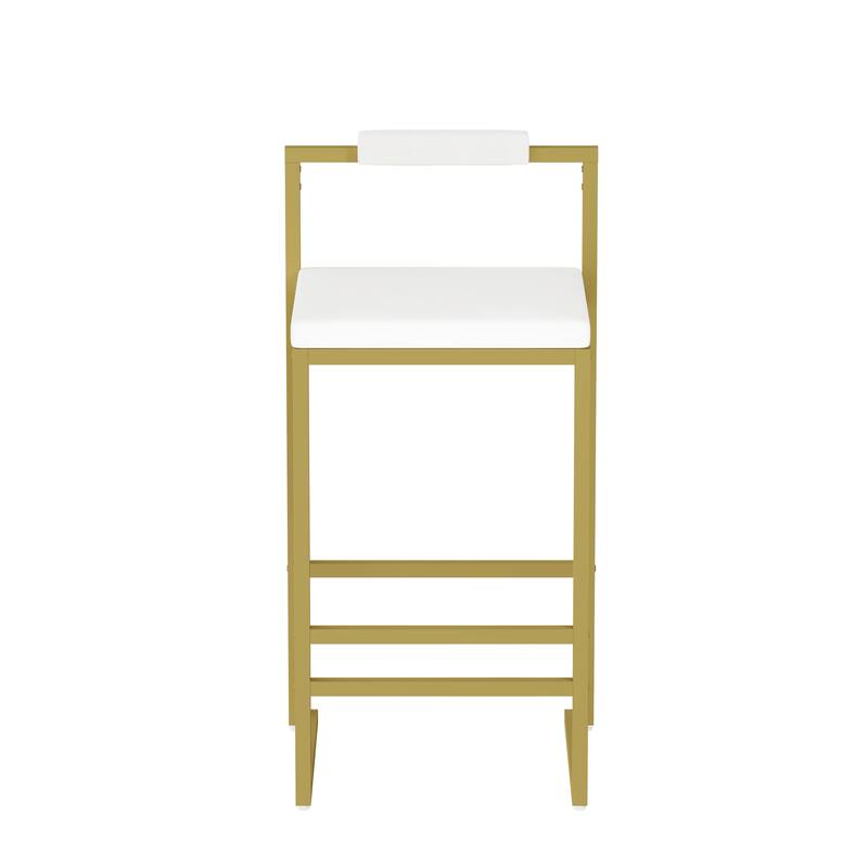 Anmytek Upholstered Velvet Bar Stool Low Back Gold Frame Modern Kitchen Island Seating Home Decor