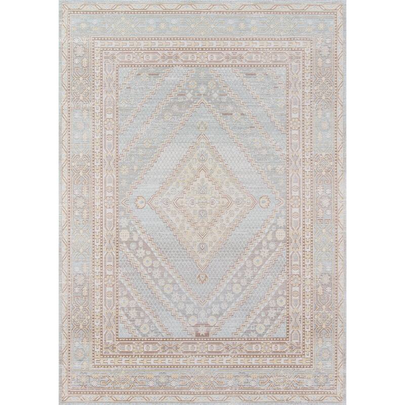 Momeni Isabella Polyester Traditional Geometric Area Rug - Blue - 7'10" x 10'6"