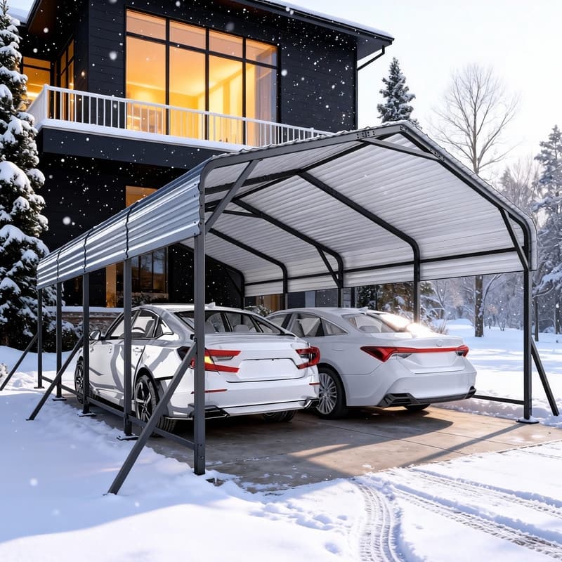 EROMMY Heavy Duty Metal Carport with Extra Support Poles, UV & Waterproof Car Canopy for Outdoor Vehicle Shelter