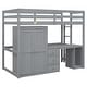 preview thumbnail 35 of 33, Twin Size Loft Bed with Desk,Storage Drawers and Wardrobe,Rustic Design