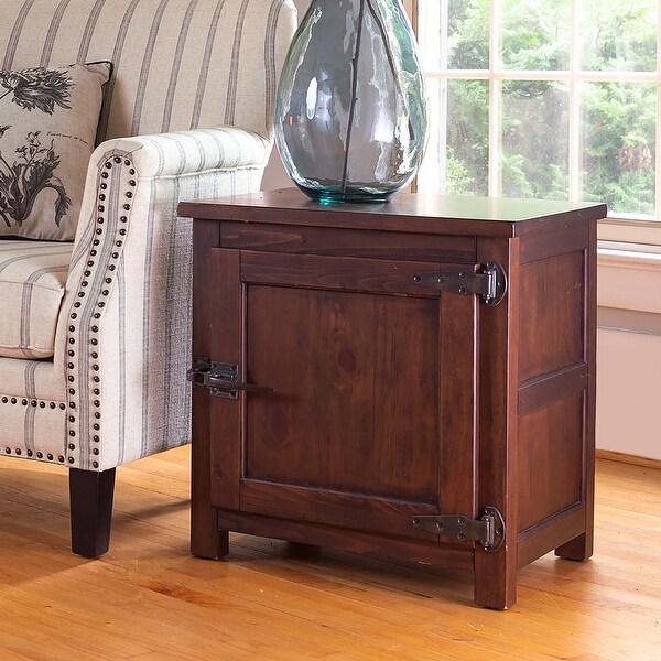 Portland Ice Box Wood Storage Side Table with Replica Hardware