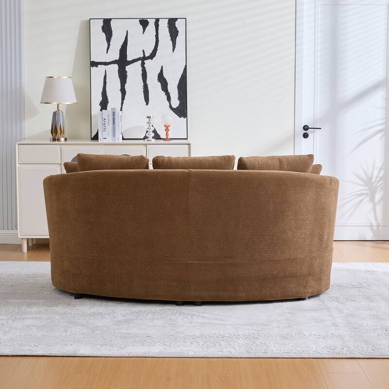 Plush Chenille Curved Lovesofa, Oversized Deep Seat Lounge Sofa, Upholstered Sofa with 4 Removable Cushions for Living Room