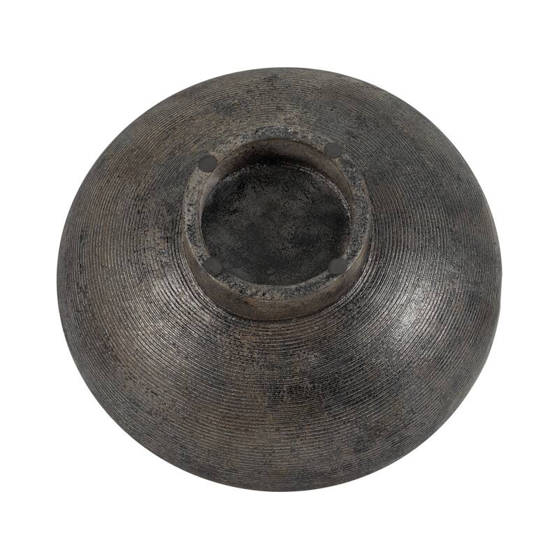 Round Textured Terracotta Decorative Bowl - Home Decor - 14", Black - 14.75"