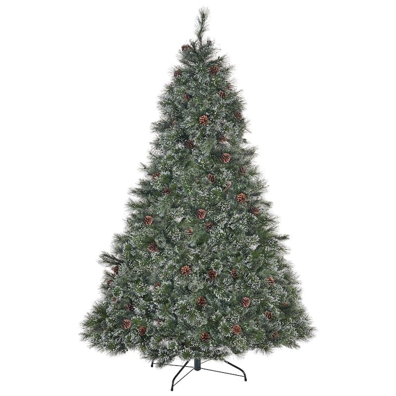9' Cashmere and Snow Bristle Mixed Tree with 105 Pine Cones and 1200Clear Lights-UL,2317tips