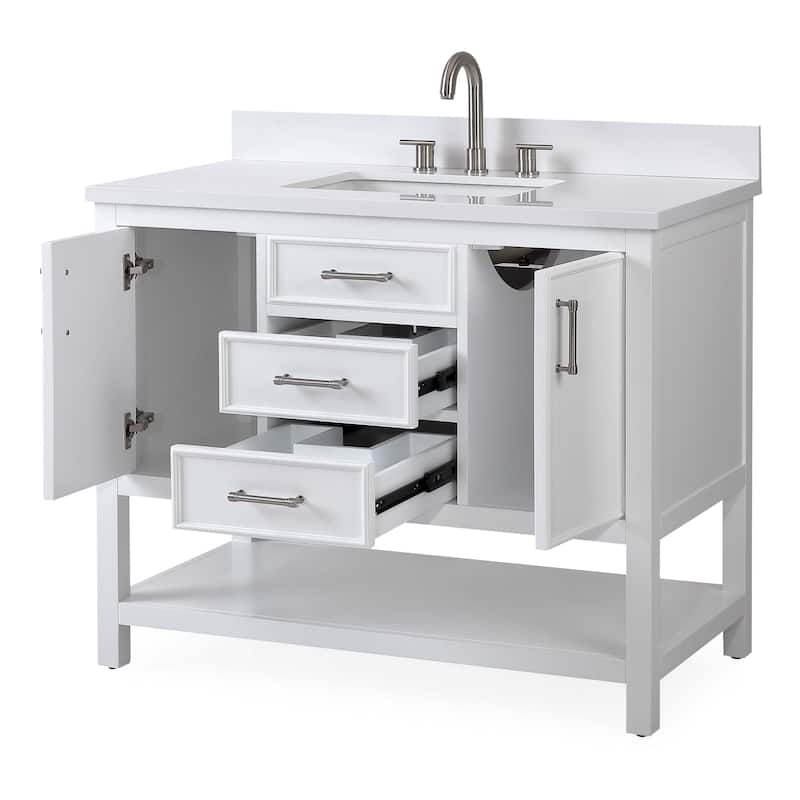 42" Tennant Brand Felton White Finish Single Sink Bathroom Vanity
