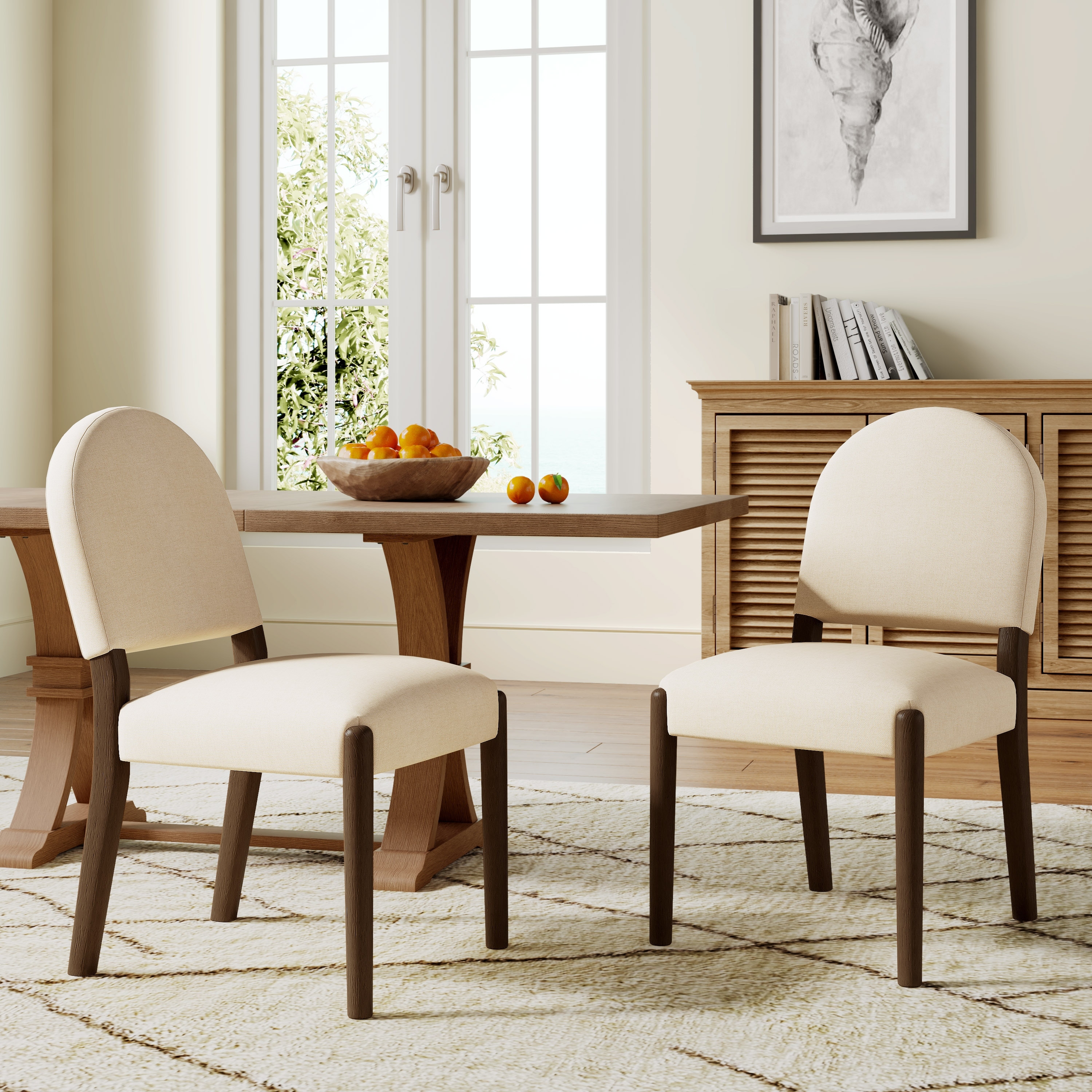 Christopher Knight Home - Mid-Century Upholstered Armless Dining Side Chairs with Rubber Wood Frame (Set of 2)
