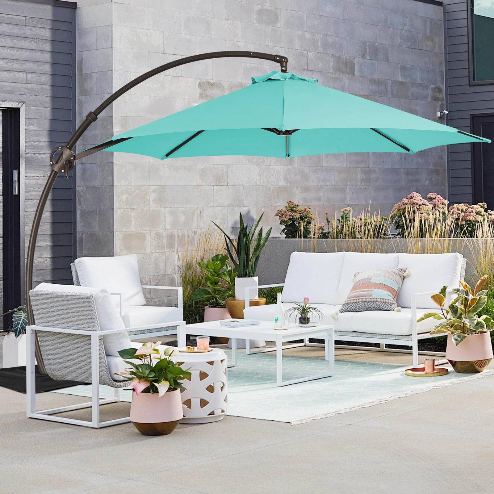 11 foot gray patio umbrella Safavieh Venice 11Ft Crank 250 GSM fade 11' Classic Umbrella - Charcoal