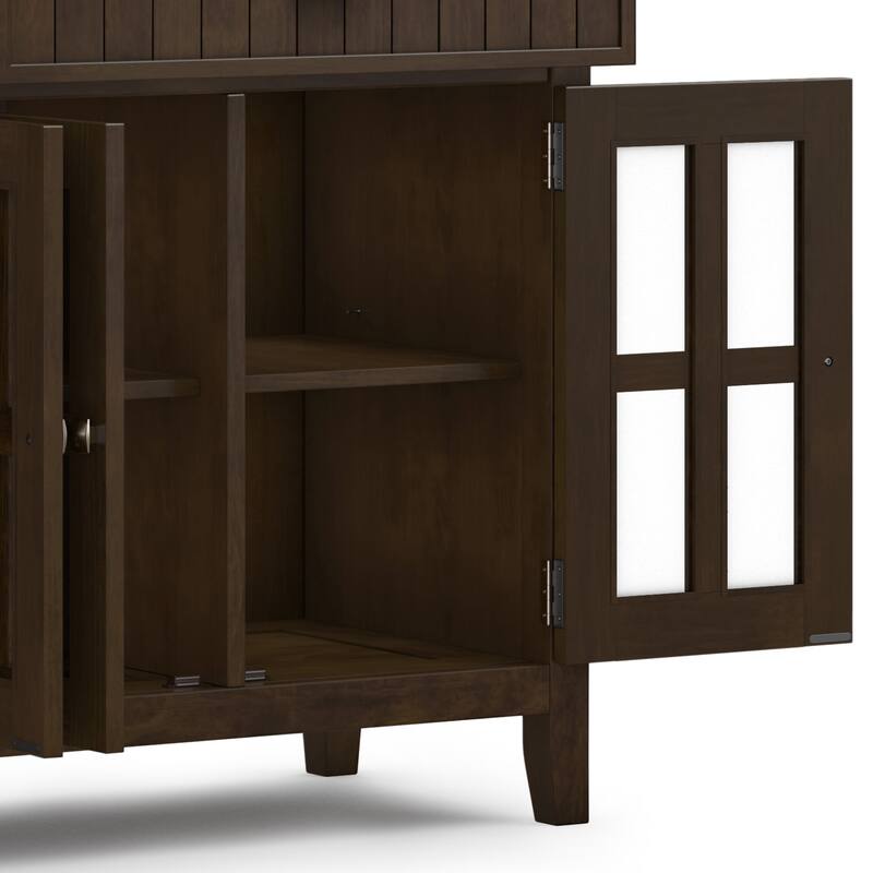WYNDENHALL Normandy SOLID WOOD 60 inch Wide Rectangle Transitional Large Sideboard Buffet in Brunette Brown
