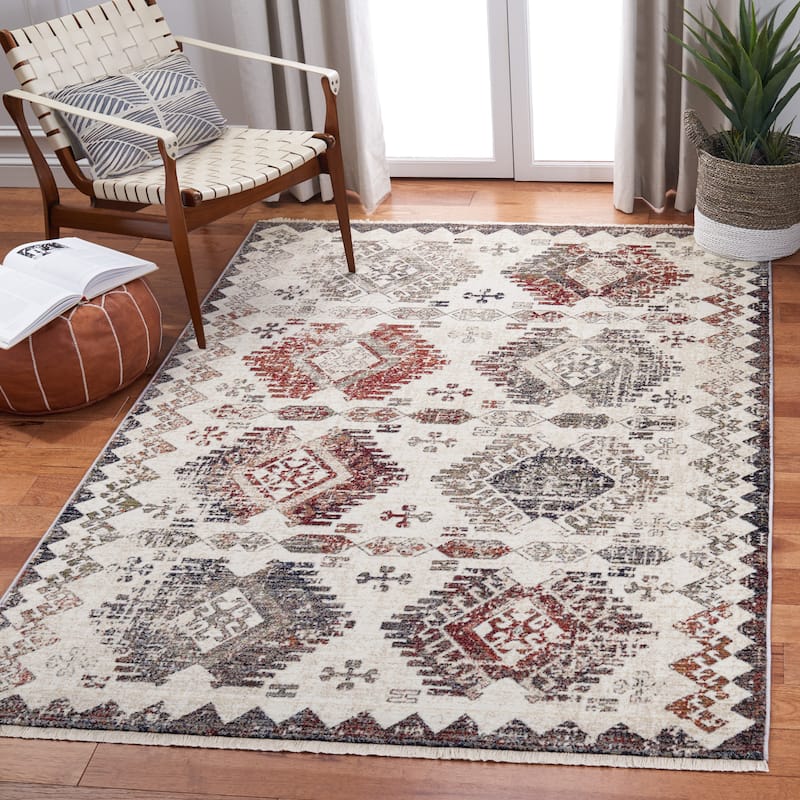 SAFAVIEH Herat Ille Tribal Distressed Rug - 5'3" x 7'7" - Cream/Grey