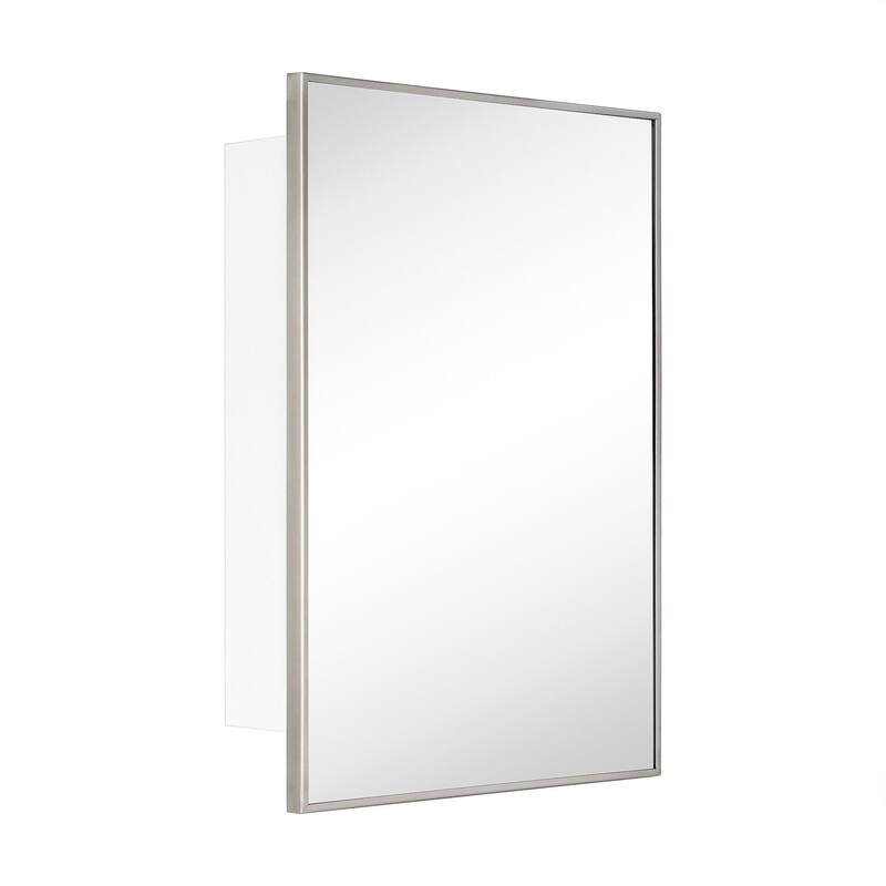 TEHOME Velin Recessed and Surface Mount Bathroom Medicine Cabinet with Mirror Square Cornered Metal Framed Rounded Rectangle