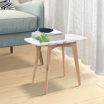 Carson Carrington Tangalund Rectangular Italian Carrara Marble Table - 21.5"L x 12"W x 17.5"H