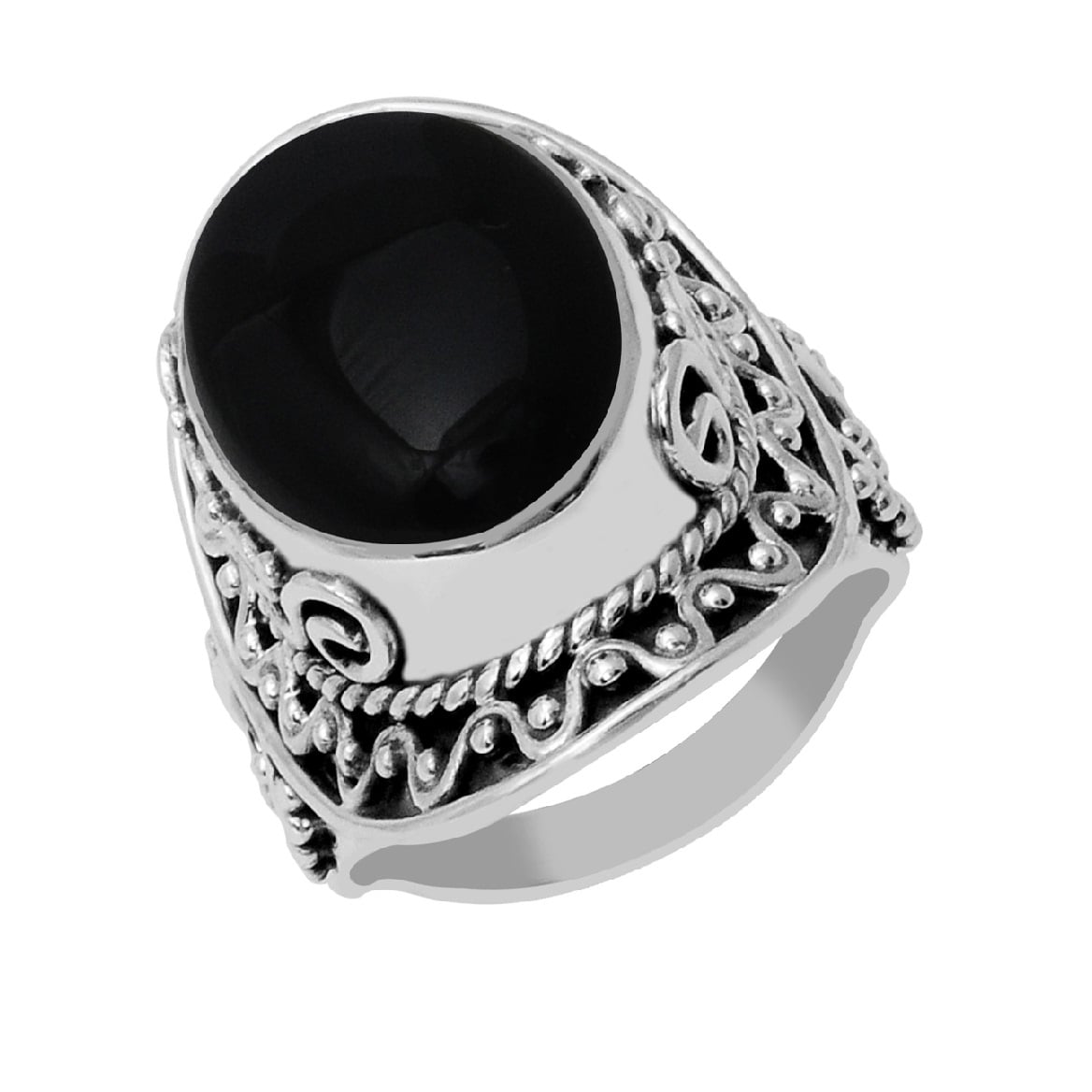 An Elegant and December Birthstone Fine Fashion Ring made in as A Beautiful Thanks Giving and Christmas Gift Ideas Orchid Jewelry 6 Ctw Natural Oval Black onyx 925 Sterling Silver Rings for Women