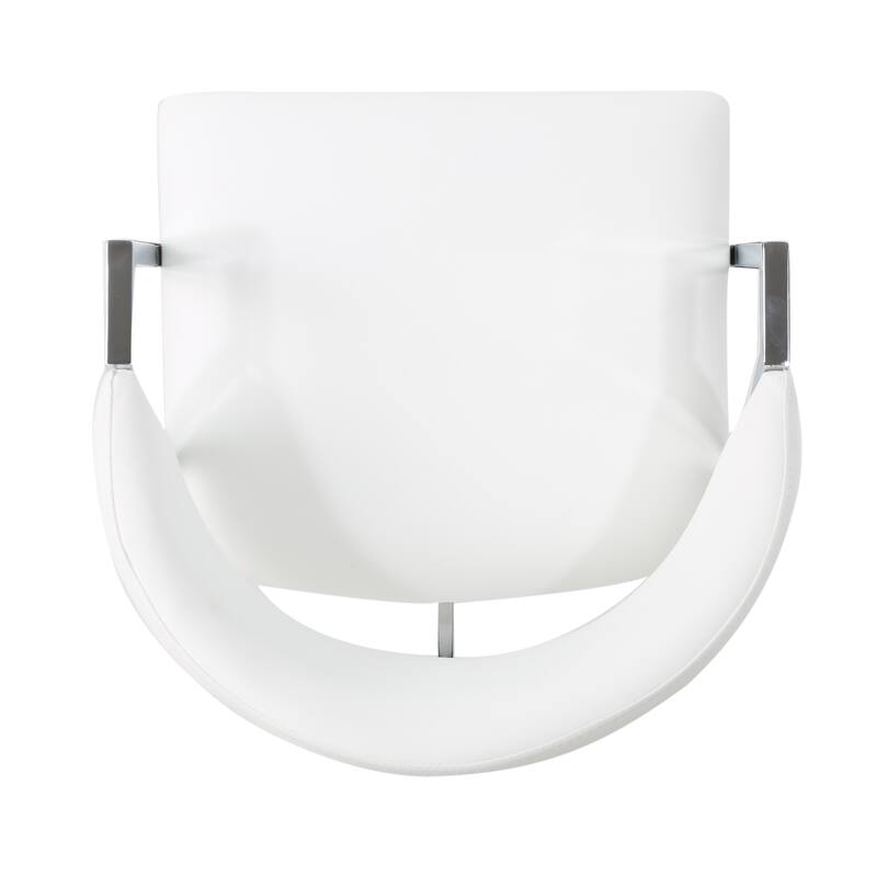 Modern Set of 2 Bar Stools with Leather Backrest Seat, Footrest, Metal Frame, for Kitchen Island Bar and Dining Room