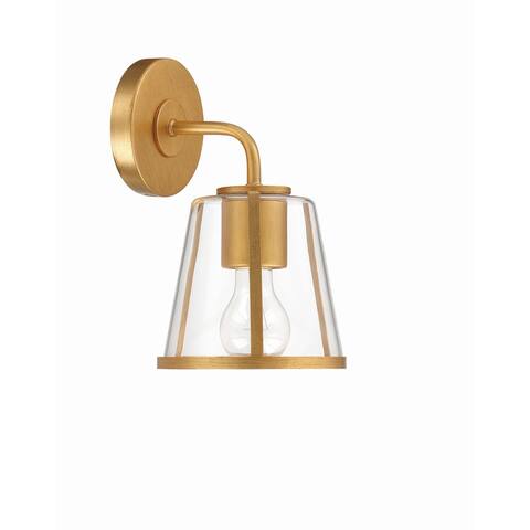 Fulton 1 Light Antique Gold Bathroom Vanity - 6.25"W x 10.25"H x 7.25"D