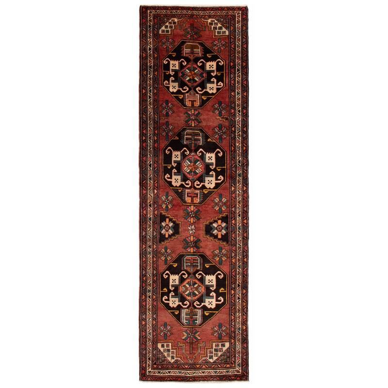 ECARPETGALLERY Hand-knotted Konya Anatolian Red Wool Rug - 3'11 x 13'5 - Dark Red - 3'11 x 13'5