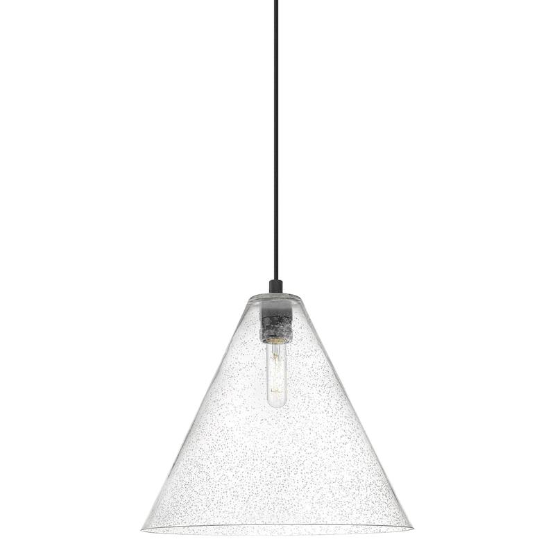 Innovations Lighting 434-1P-15-16 Crown Point Pendant Cone Crown Point - Matte Black / Seedy