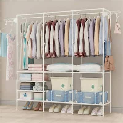 3 Tier Adjustable Metal Garment Rack with Shoe Storage Heavy Duty
