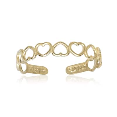 14 karat Yellow Gold Open Hearts Adjustable Toe Ring