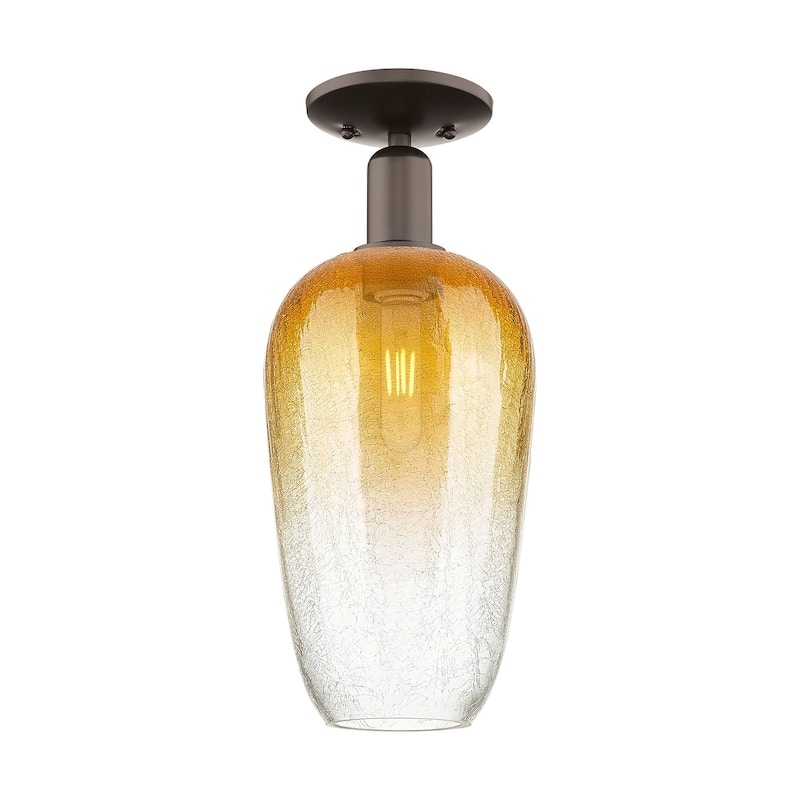 Innovations Lighting 716-1C-17-7 Brookhaven Flute Semi-Flush - Oil Rubbed Bronze / Amber