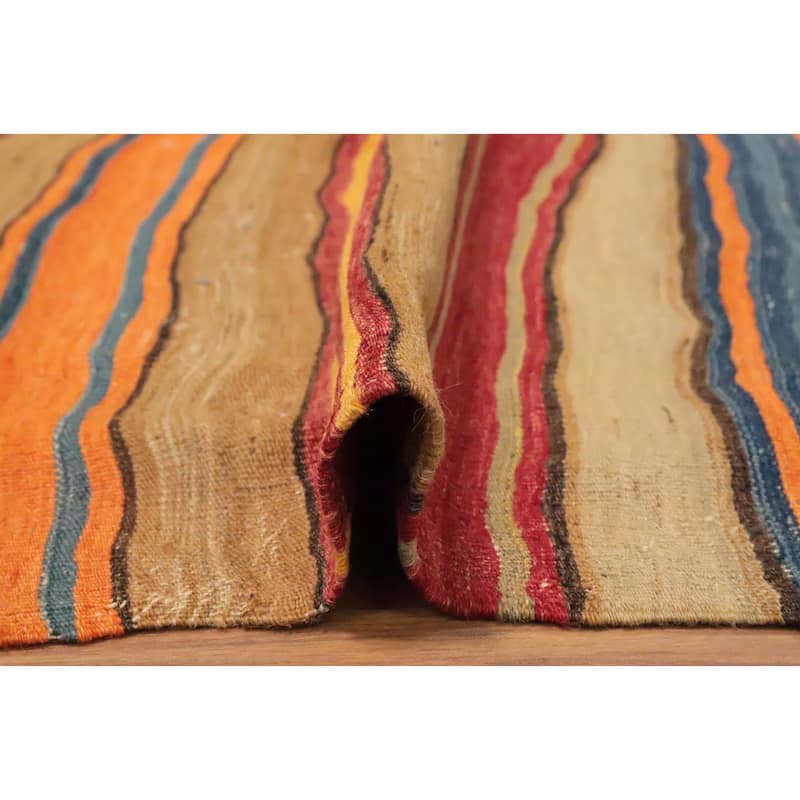 Hand Woven Oriental 100% Wool Carpet Southwestern Tribal Multi-Colored Kilim Area Rug - 7' 1'' X 5' 5''