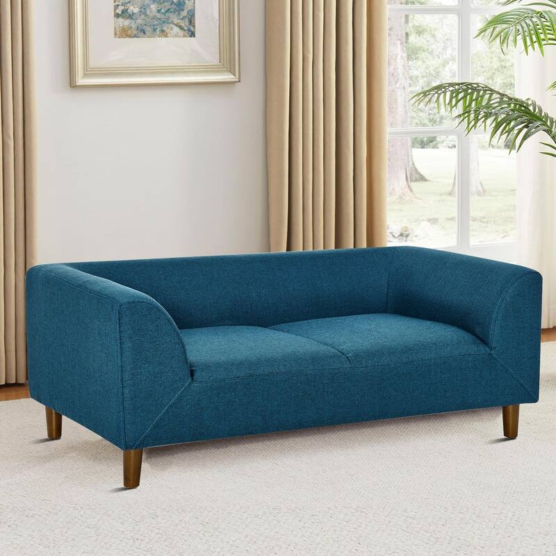 Modern Minimalist Linen Fabric Upholstered Pet Sofa, For Medium and Large Dogs - Blue