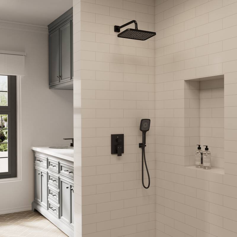 GRANDJOY 12'' Shower Head Rainfall Shower System with 3-Function Handheld Shower