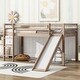preview thumbnail 4 of 41, Twin Size Low Loft Bed with Slide, Ladder, Safety Guardrails, and Underbed Play and Storage Space for Boys Girls