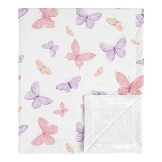 Sweet Jojo Designs Pink and Purple Shabby Chic Butterfly Girl Baby Receiving Security Swaddle Blanket Colorful Butterflies Lilac