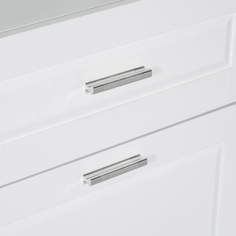 Freestanding Tall Bathroom Double Door Storage Cabinet with Removable Laundry Basket, Open Shelf, Drawer and Adjustable Shelf