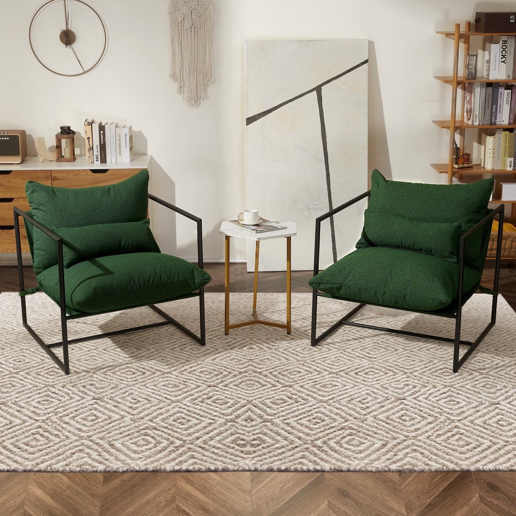 Living accents black steel frame sling chair online