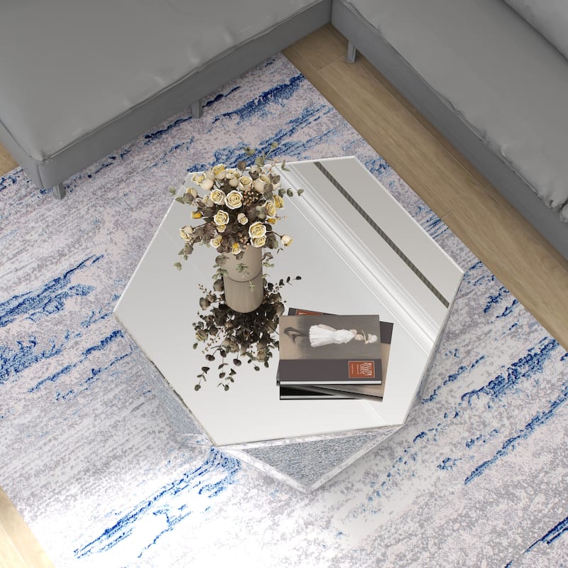Mirrored Coffee Table Crystal Diamond Accent Table