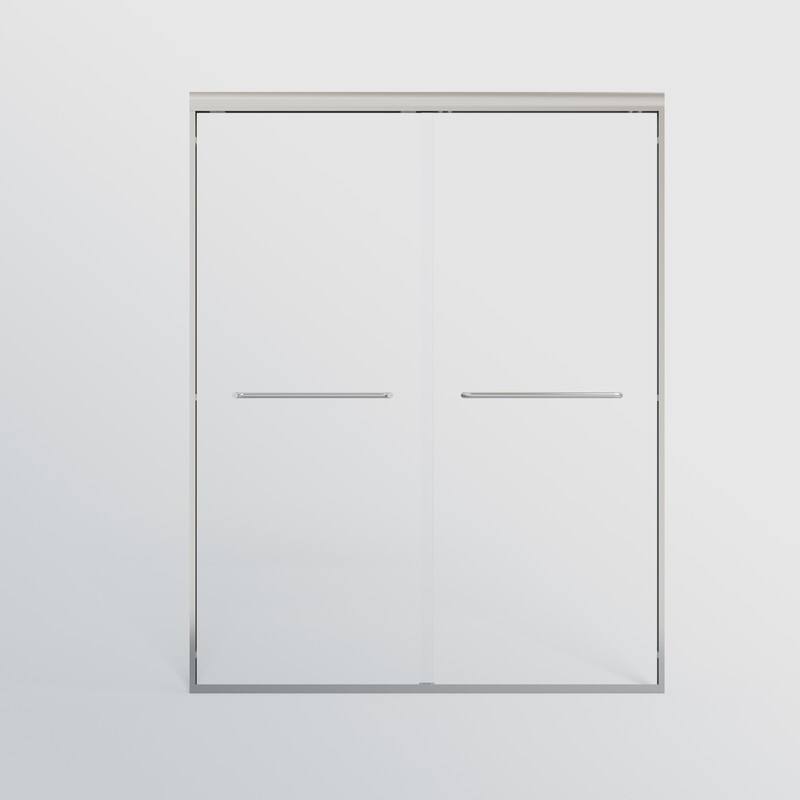 ABRUZZO 56-60" W x 72" H Semi-Frameless Double Sliding Tempered Glass Shower Door with Dual Towel Bars