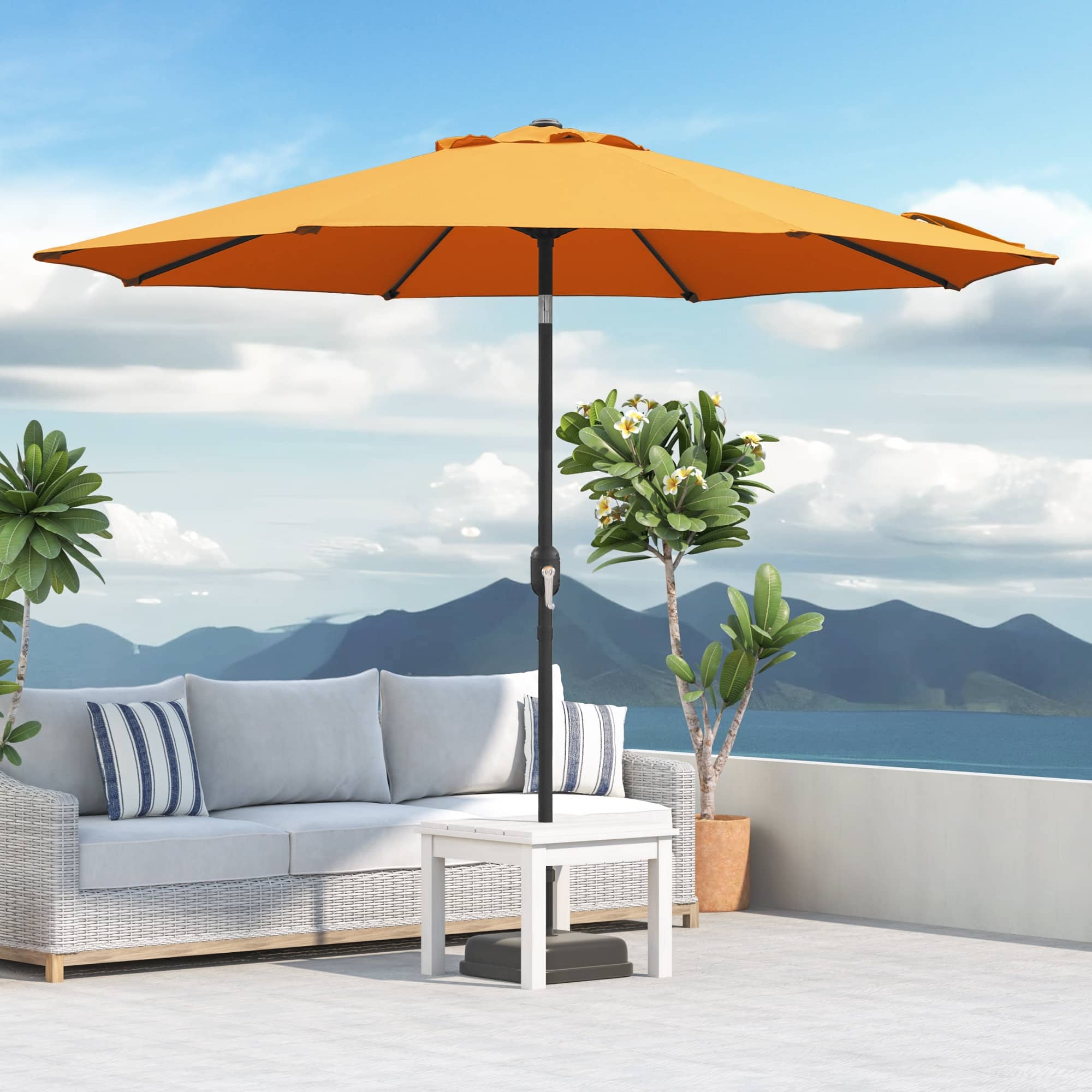 crank and tilt patio umbrella Best Choice Products 7.5ft Market with Wavy Trim, Fade-Resistant, & Tilt, Wind Vent foot round umbrella featuring a durable aluminum pole and UV 6 ft. Aluminum Market Crank