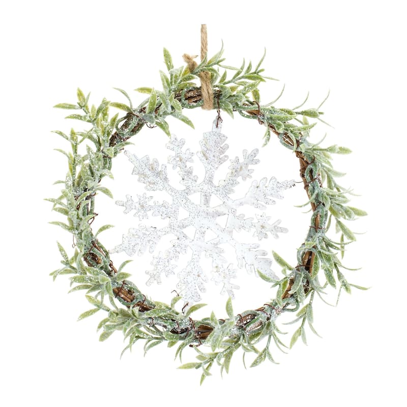 Set of 6 Mini Wreath with Snowflake Christmas Candle Holder Rings 7.5"
