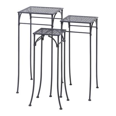 Metal Indoor Outdoor Cut-out 3 Tier Indoor Outdoor Plantstand - Set of 3 Black - Roche River Decor