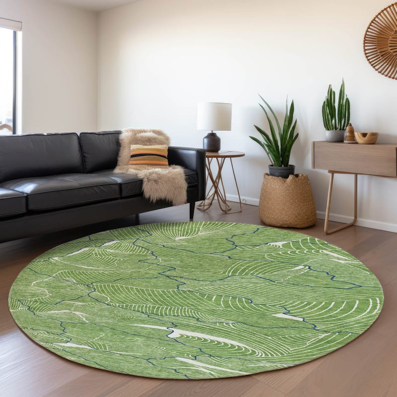 Premium Washable Super Soft Contemporary Puzzle Mayfield Rug - Green - 8' x 8'
